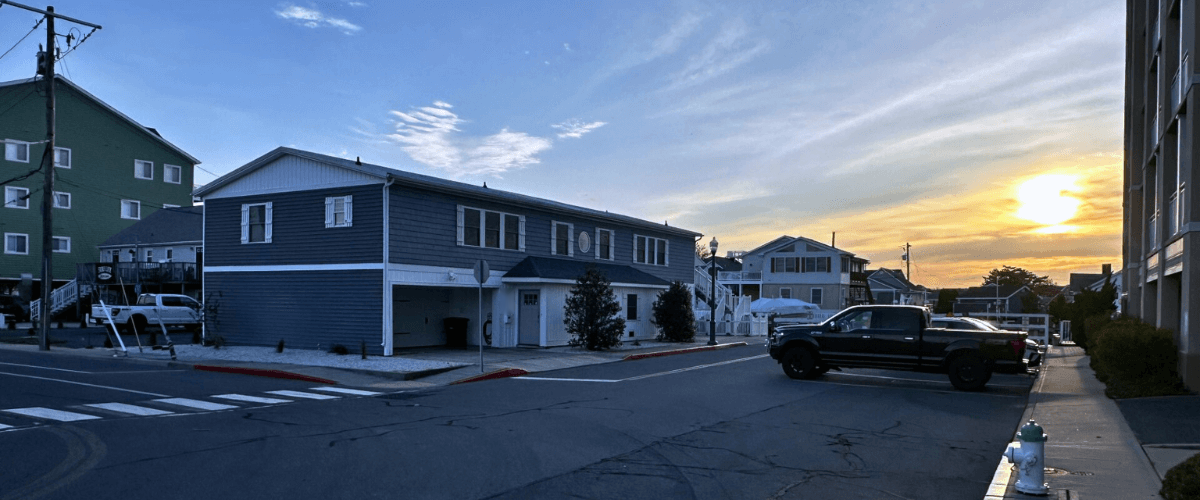 The duplex on 17th Street at sunset